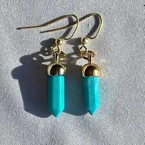 Handmade Teal Quartz Drop Earrings